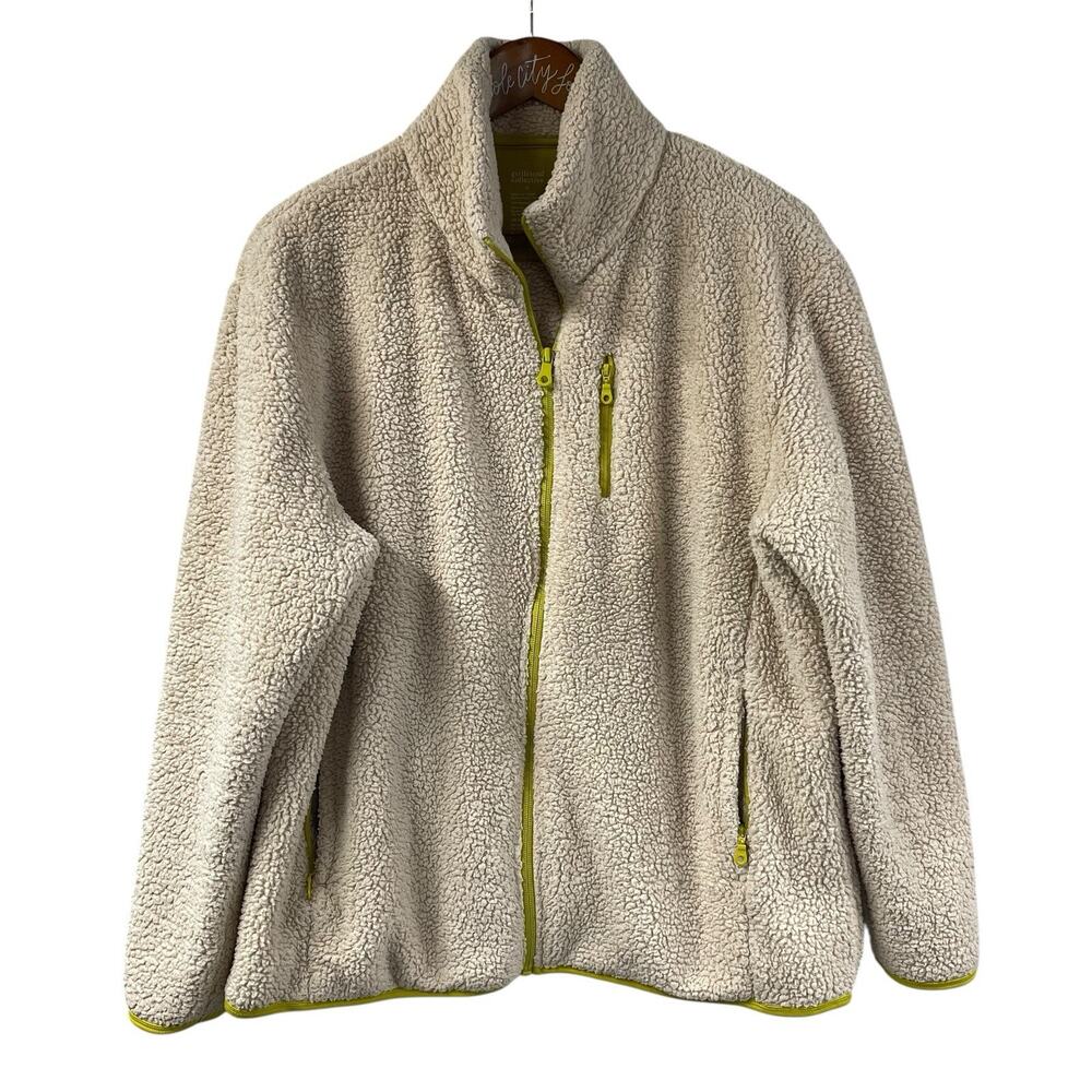 Girlfriend Collective Teddy Fleece Full Zip Jacket M Ivory Recycled Polyester